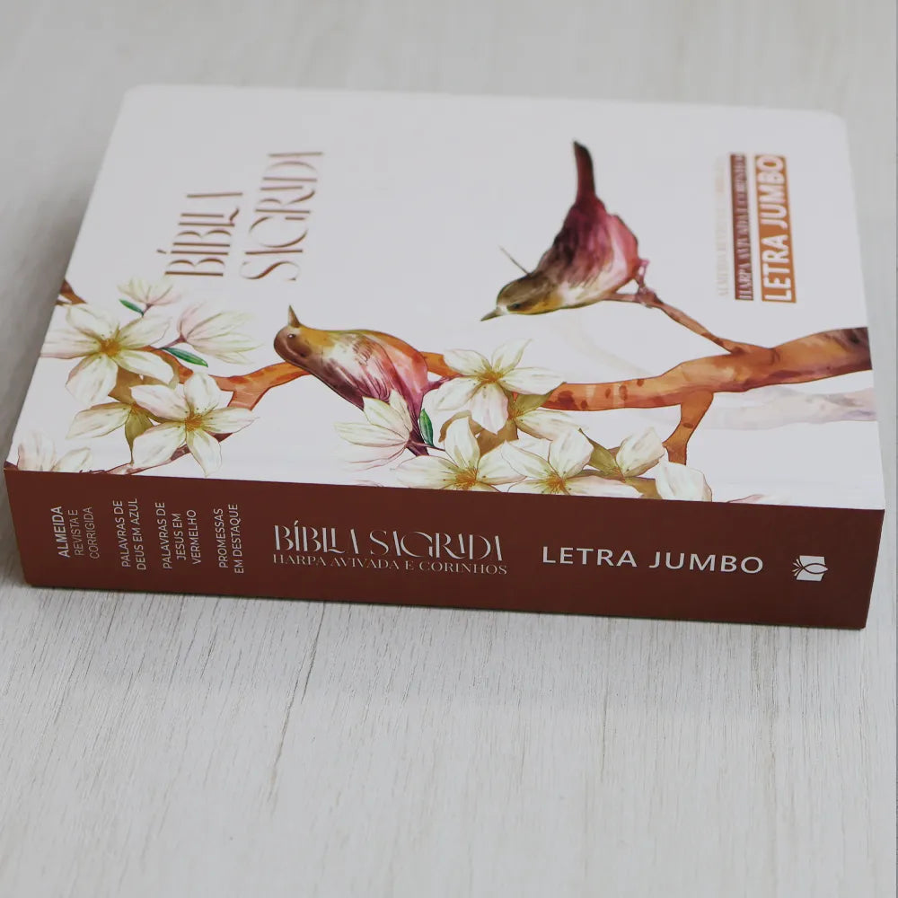 Bíblia Sagrada ARC Harpa Avivada e Corinhos Jumbo Capa Dura Pássaros lomba