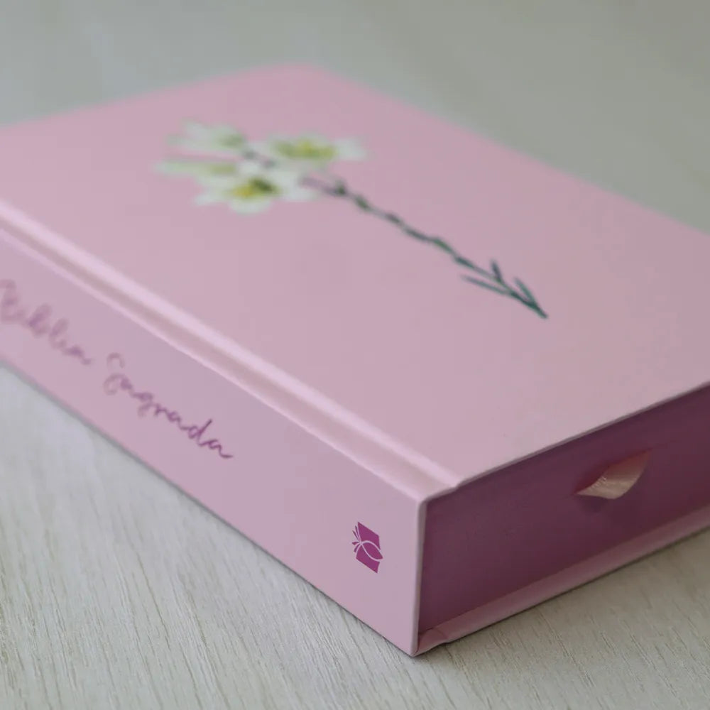 Bíblia Sagrada Lírios NVI Letra Maior Capa Dura Rosa lateral