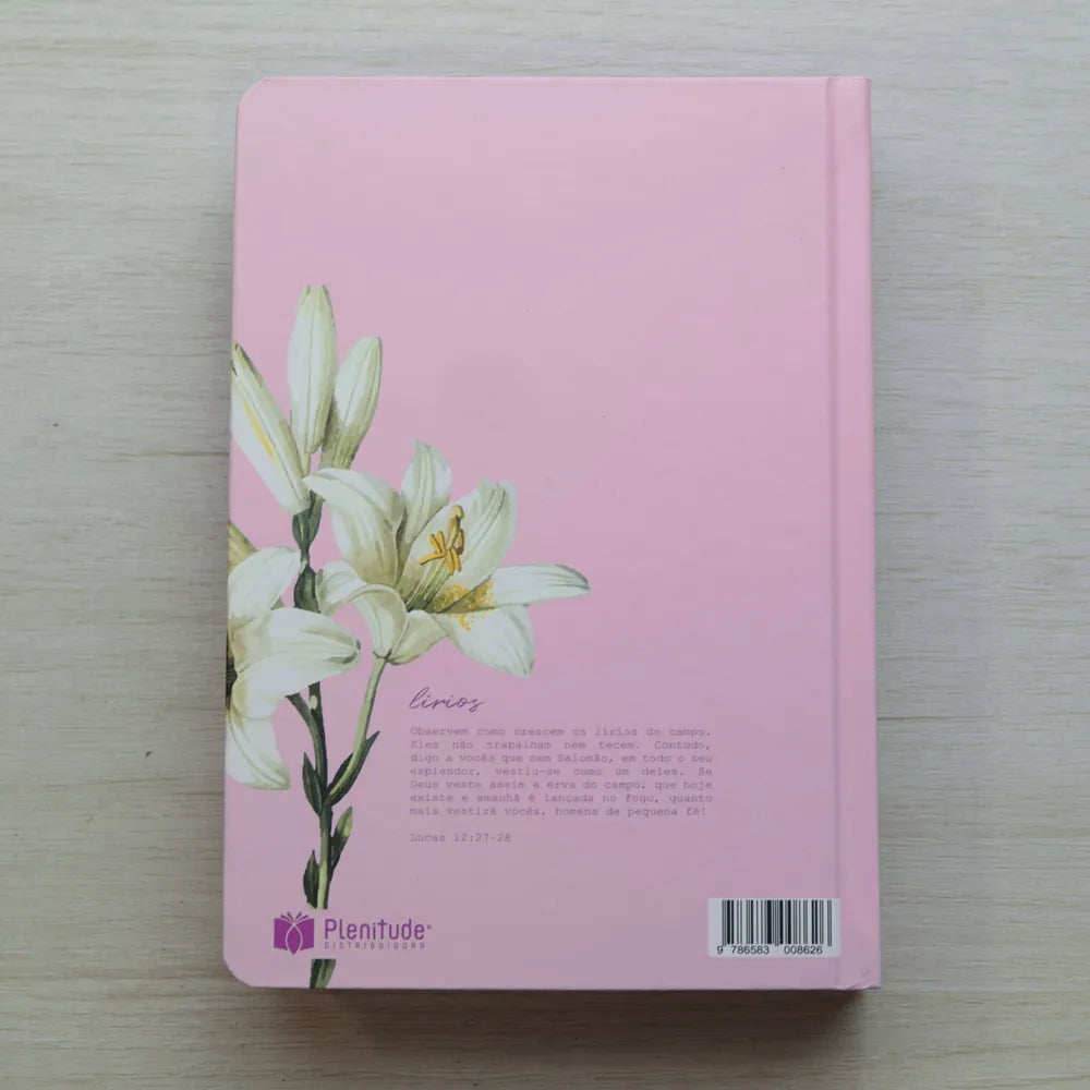 Bíblia Sagrada Lírios NVI Letra Maior Capa Dura Rosa verso