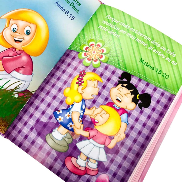 Bíblia da Turminha da Graça Capa Almofadada Menina Gravura