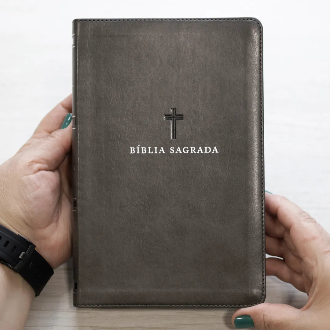 Bíblia Sagrada ACF Leitura Perfeita Letra Grande Couro Soft Cinza