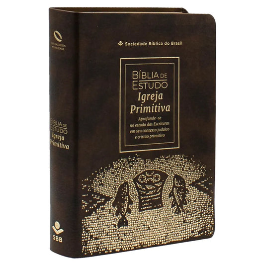 Bíblia de Estudo Igreja Primitiva NAA Capa Luxo Marrom