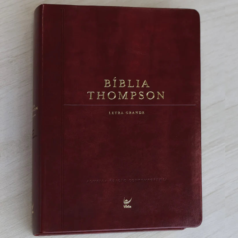 Bíblia Thompson de Estudo | AEC | Letra Grande C/ Índice | Capa Luxo Vinho