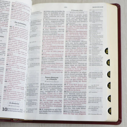 Bíblia Thompson de Estudo | AEC | Letra Grande C/ Índice | Capa Luxo Vinho