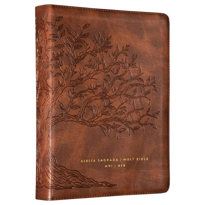 Bíblia Bilíngue | Português e Inglês | NVI | Leitura Perfeita | Capa Couro-soft Caramelo