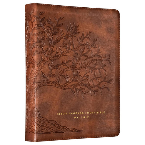 Bíblia Bilíngue | Português e Inglês | NVI | Leitura Perfeita | Capa Couro-soft Caramelo