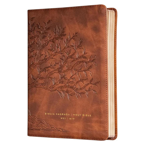 Bíblia Bilíngue | Português e Inglês | NVI | Leitura Perfeita | Capa Couro-soft Caramelo