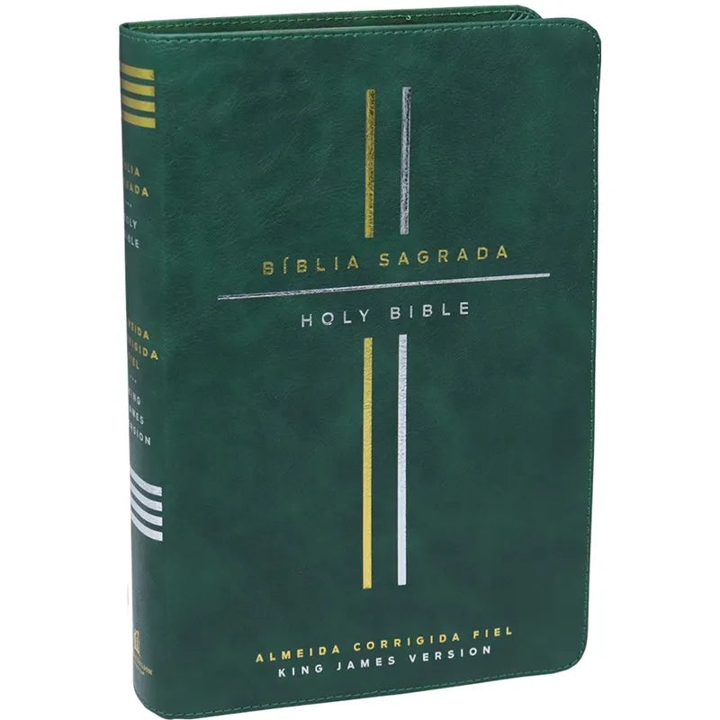 Bíblia Bilíngue Português e Inglês ACF KJV Couro Soft Verde