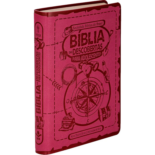 Bíblia das Descobertas para Adolescentes Letra Normal NTLH Capa Luxo Rosa