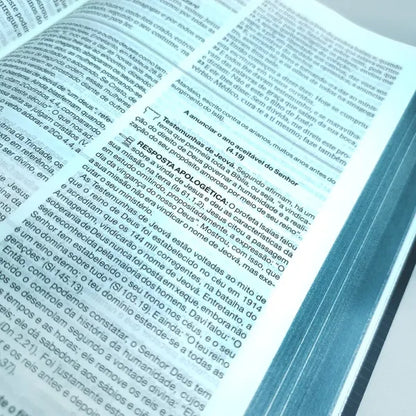 Bíblia de Estudo Apologética com Apócrifos Capa Luxo Azul e Castanho Letra