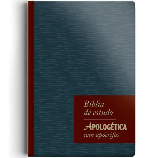 Bíblia de Estudo Apologética com Apócrifos Capa Luxo Azul e Castanho