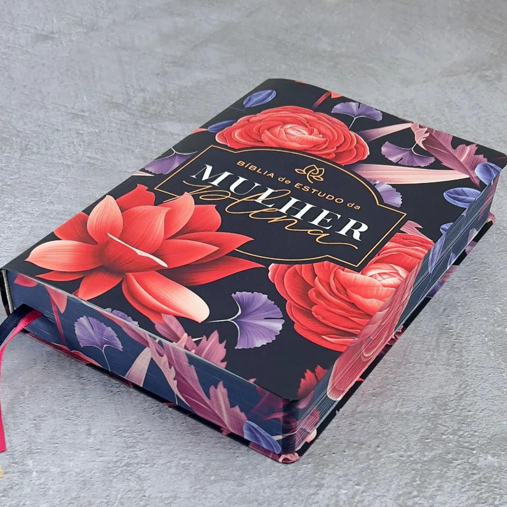 Bíblia De Estudo Da Mulher Plena NVI Capa Luxo Big Flower Detalhe