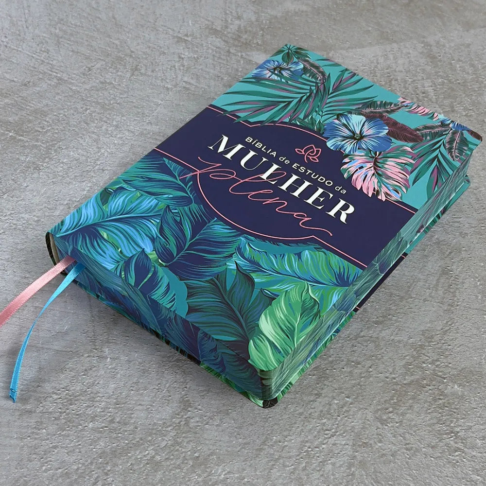 Bíblia De Estudo Da Mulher Plena NVI  Capa Luxo Tropicalis Tiffany Detalhe