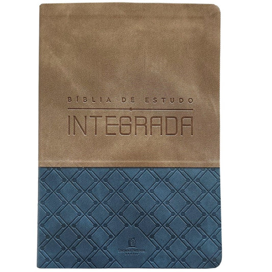 Bíblia de Estudo Integrada NVI Capa Luxo Cinza e Azul