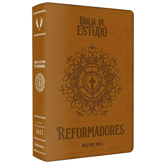 Bíblia de Estudo Reformadores KJF Letra Normal Capa Luxo Caramelo