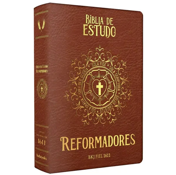 Bíblia de Estudo Reformadores KJF Letra Normal Capa Luxo Marrom