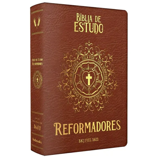 Bíblia de Estudo Reformadores KJF Letra Normal Capa Luxo Marrom