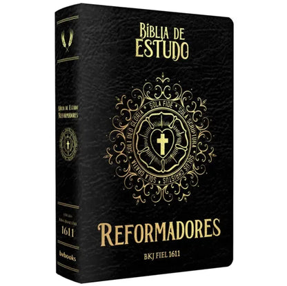 Bíblia de Estudo Reformadores KJF Letra Normal Capa Luxo Preta