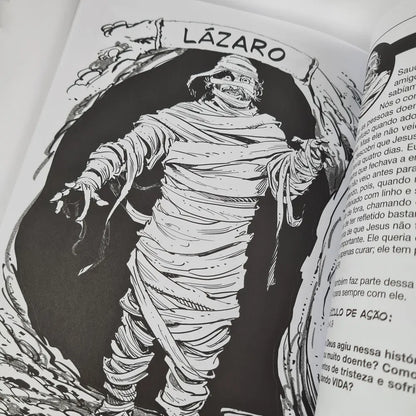 biblia em ação para colorir lazaro