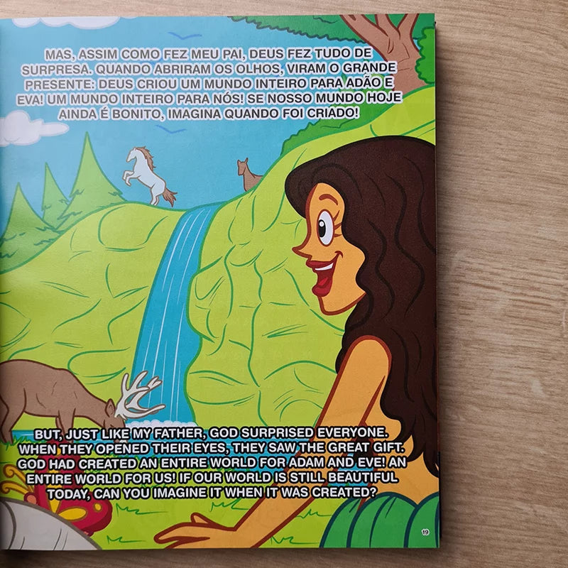 Bíblia Ilustrada 3 Palavrinhas Bilíngue Edição Luxo Capa Dura Paraíso