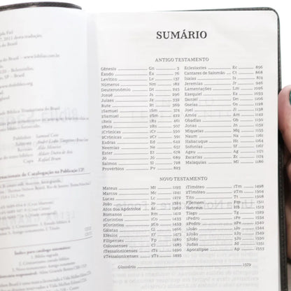 Bíblia Sagrada ACF Leitura Perfeita Letra Grande Couro Soft Cinza indice