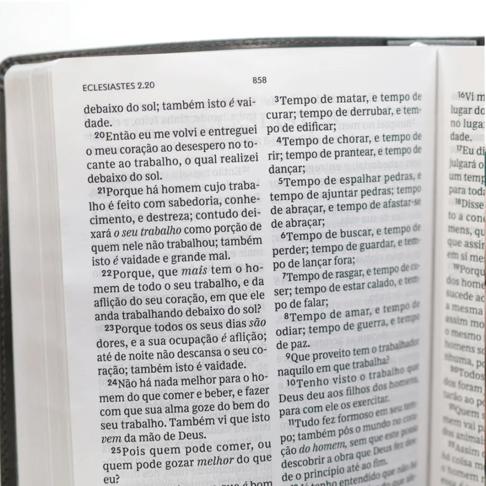 Bíblia Sagrada ACF Leitura Perfeita Letra Grande Couro Soft Cinza letra