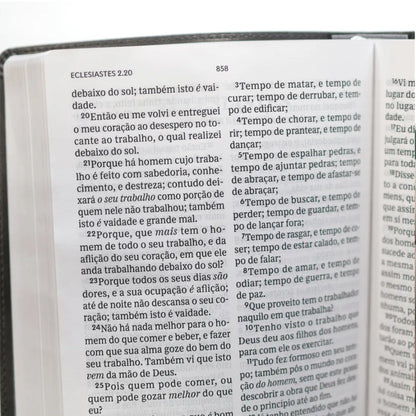 Bíblia Sagrada ACF Leitura Perfeita Letra Grande Couro Soft Cinza letra
