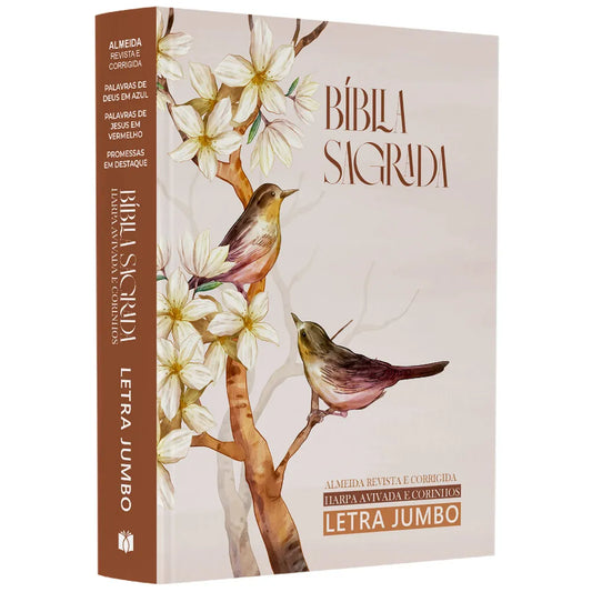 Bíblia Sagrada ARC Harpa Avivada e Corinhos Jumbo Capa Dura Pássaros