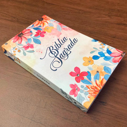 Bíblia Sagrada Flores ARC Letra Normal Capa Brochura Frente