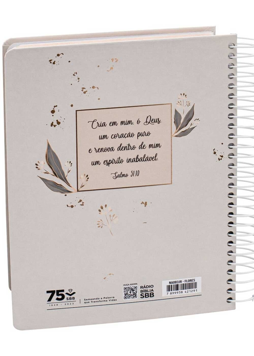 Bíblia Sagrada Jornada Espiral NAA Capa Flores Verso