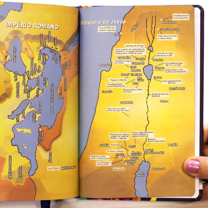 Bíblia Sagrada Lion Colors NVT Letra Grande Capa Dura mapa
