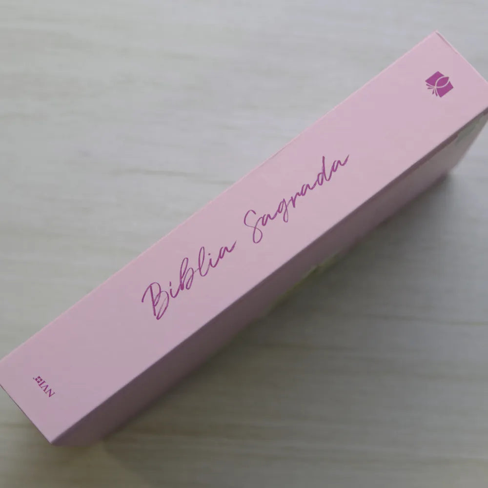 Bíblia Sagrada Lírios NVI Letra Maior Capa Dura Rosa lombada
