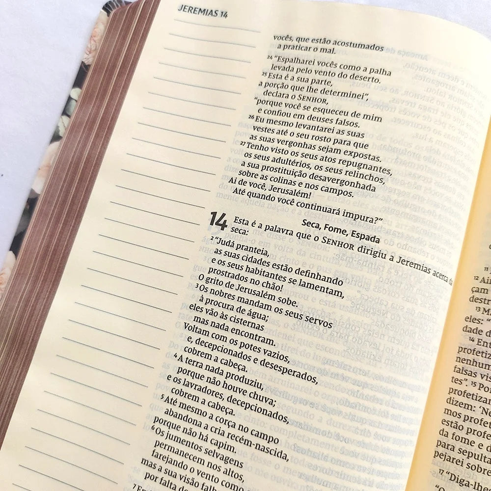 Bíblia Sagrada NVI Leitura Perfeita Letra Grande Espaço para Anotações Rosas Jeremias