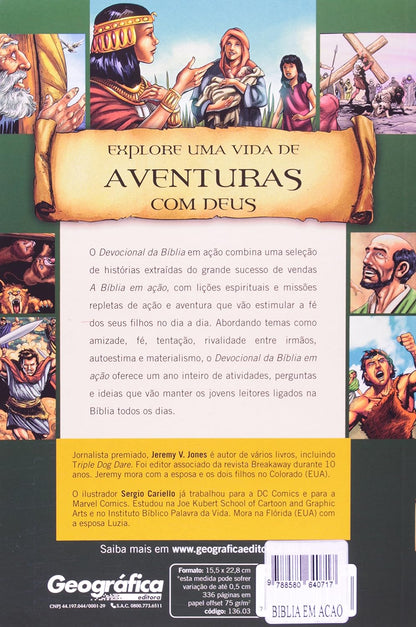 devocional bíblia em ação quadrinhos contra capa