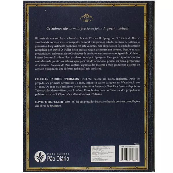 Livro O Tesouro de Davi Charles H. Spurgeon Verso